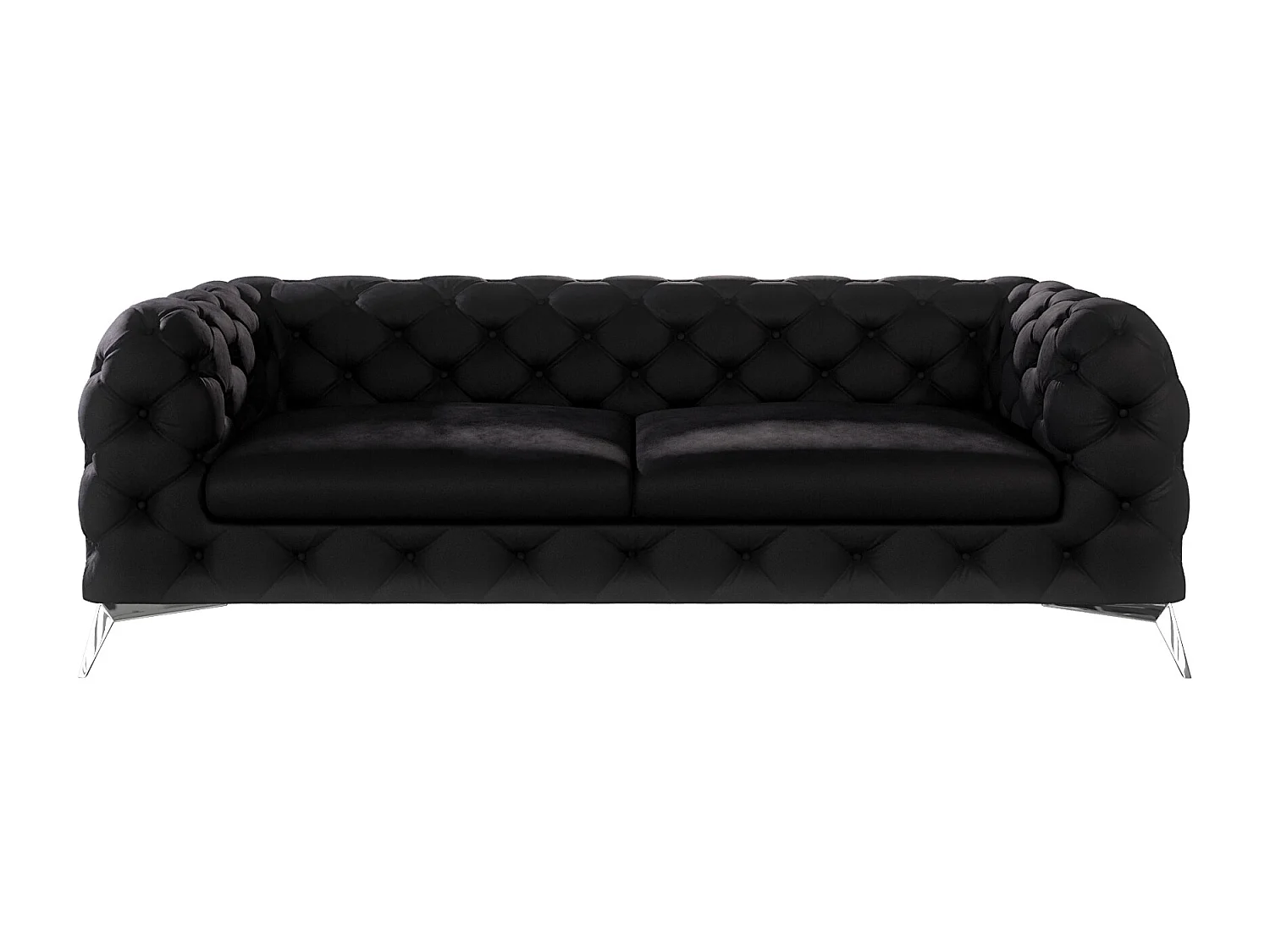 Celeste 3-Sitzer Chesterfield Sofa mit Silber Metall Füßen