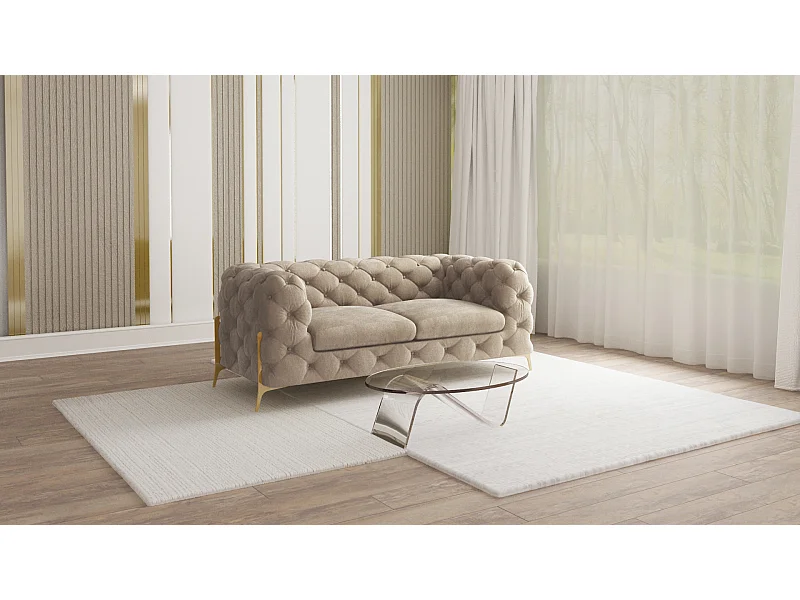 Ulysses 2-Sitzer Chesterfield Sofa mit Goldene Metall Füßen