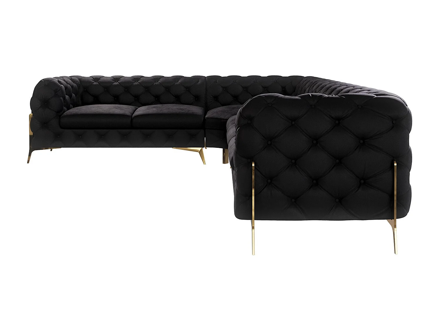 Ecksofa Chesterfield Ulysses mit Goldene Metall Füßen