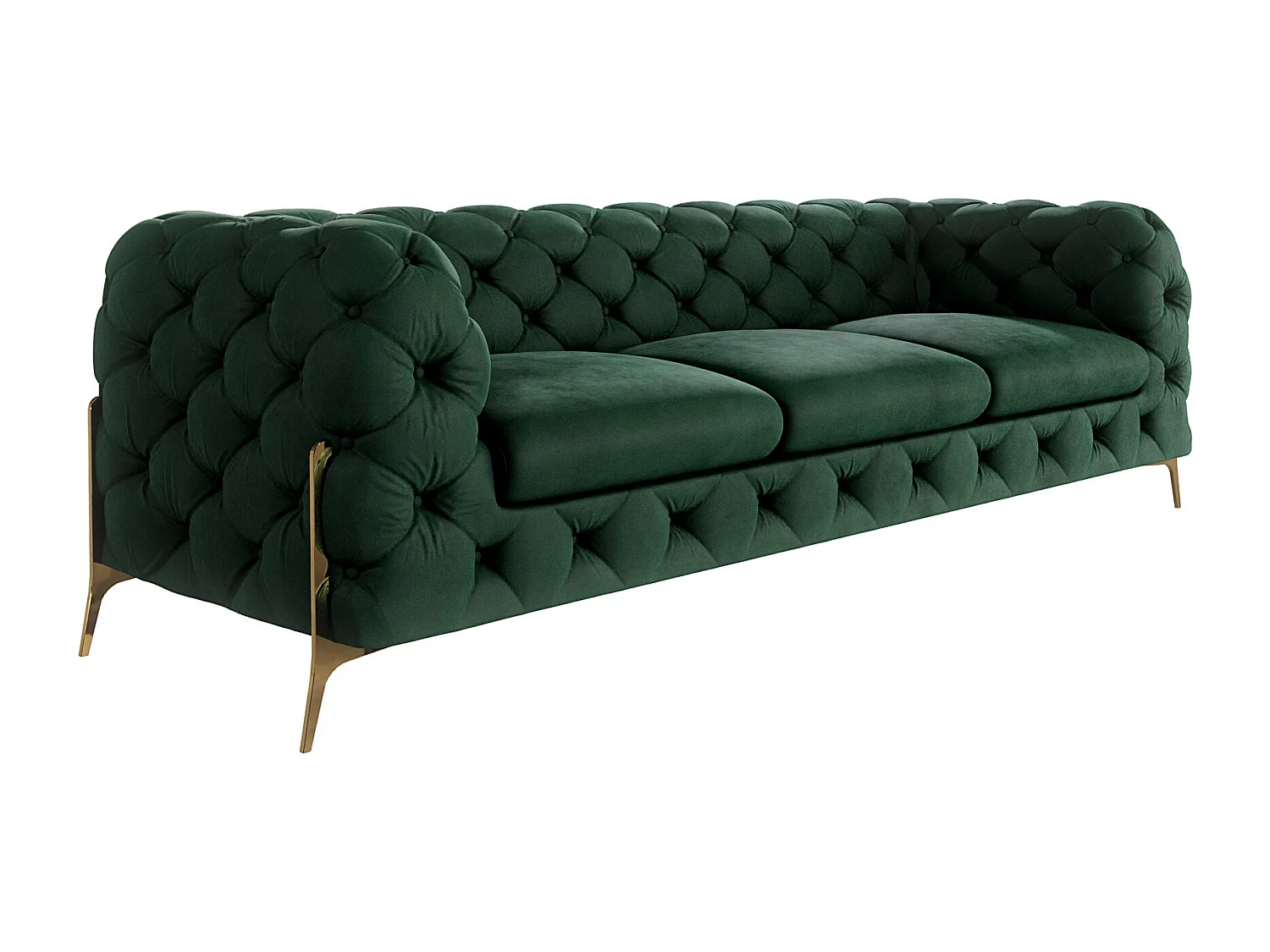 Ulysses 3-Sitzer Chesterfield Sofa mit Goldene Metall Füßen
