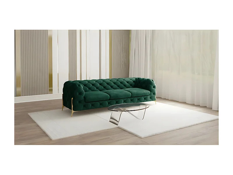 Ulysses 3-Sitzer Chesterfield Sofa mit Goldene Metall Füßen