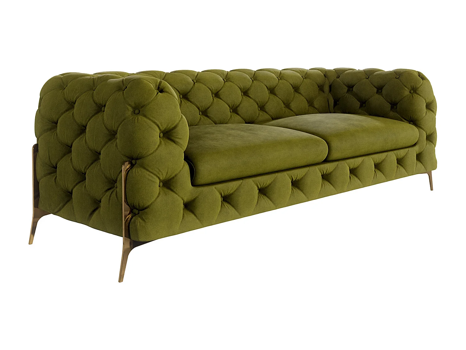 Ulysses 3-Sitzer Chesterfield Sofa mit Goldene Metall Füßen