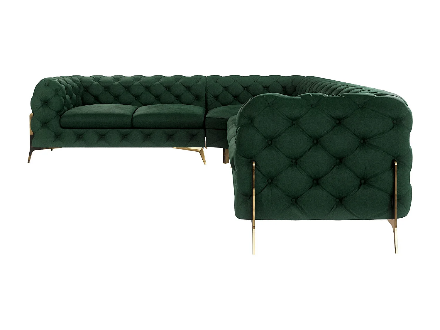 Ecksofa Chesterfield Ulysses mit Goldene Metall Füßen