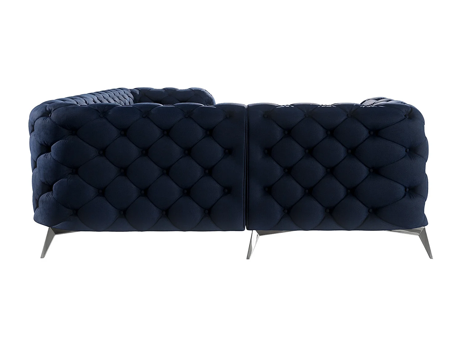 Ecksofa mit Ottomane Chesterfield Celeste mit Silber Metall Füßen