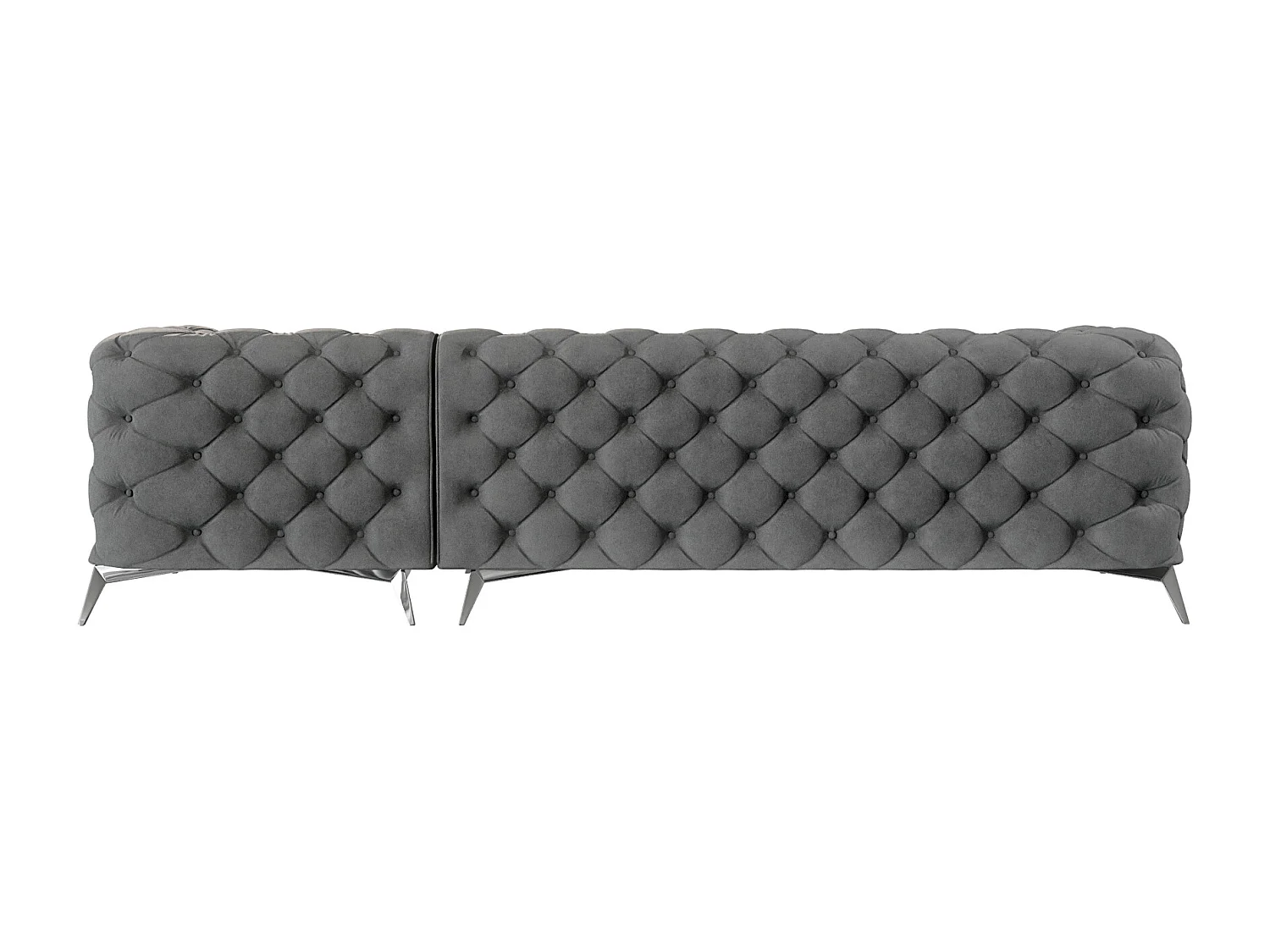 Ecksofa mit Ottomane Chesterfield Celeste mit Silber Metall Füßen