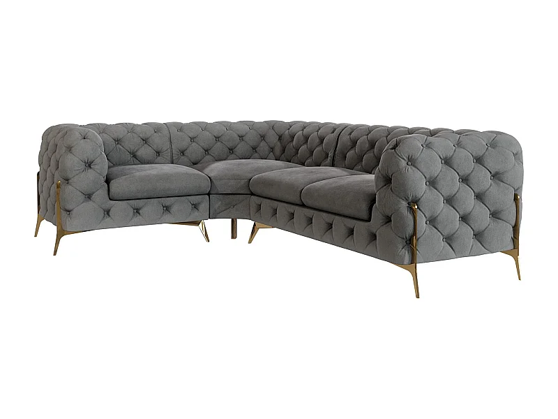 Ecksofa Chesterfield Ulysses mit Goldene Metall Füßen