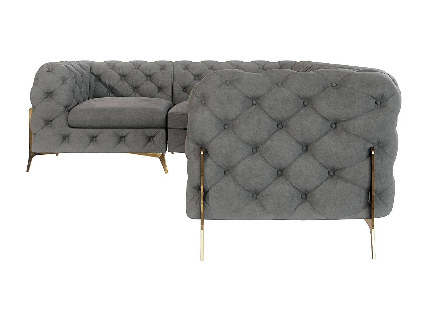 Ecksofa Chesterfield Ulysses mit Goldene Metall Füßen