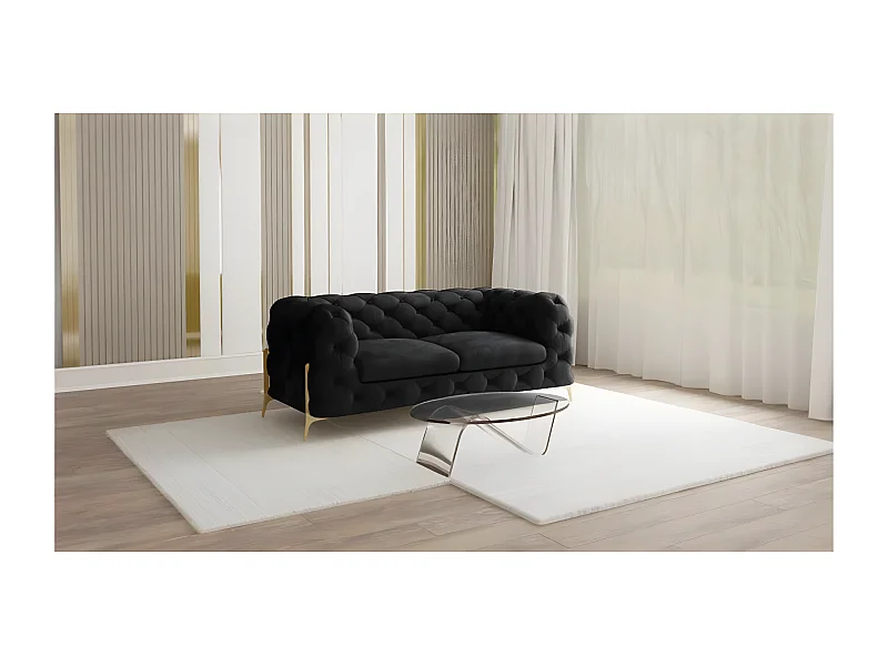 Ulysses 2-Sitzer Chesterfield Sofa mit Goldene Metall Füßen