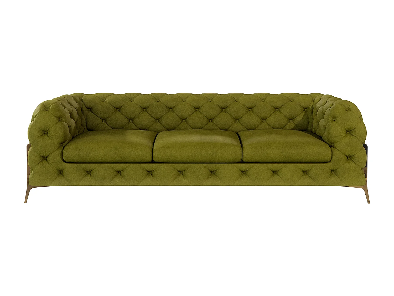 Ulysses 3-Sitzer Chesterfield Sofa mit Goldene Metall Füßen