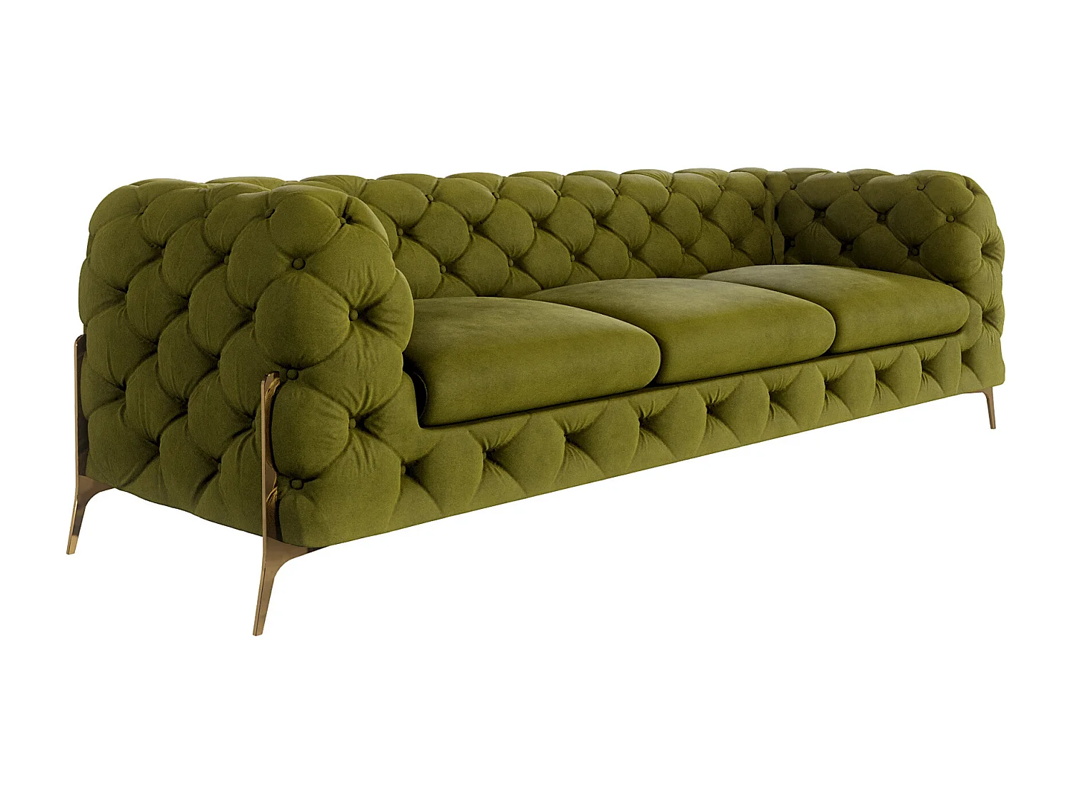 Ulysses 3-Sitzer Chesterfield Sofa mit Goldene Metall Füßen