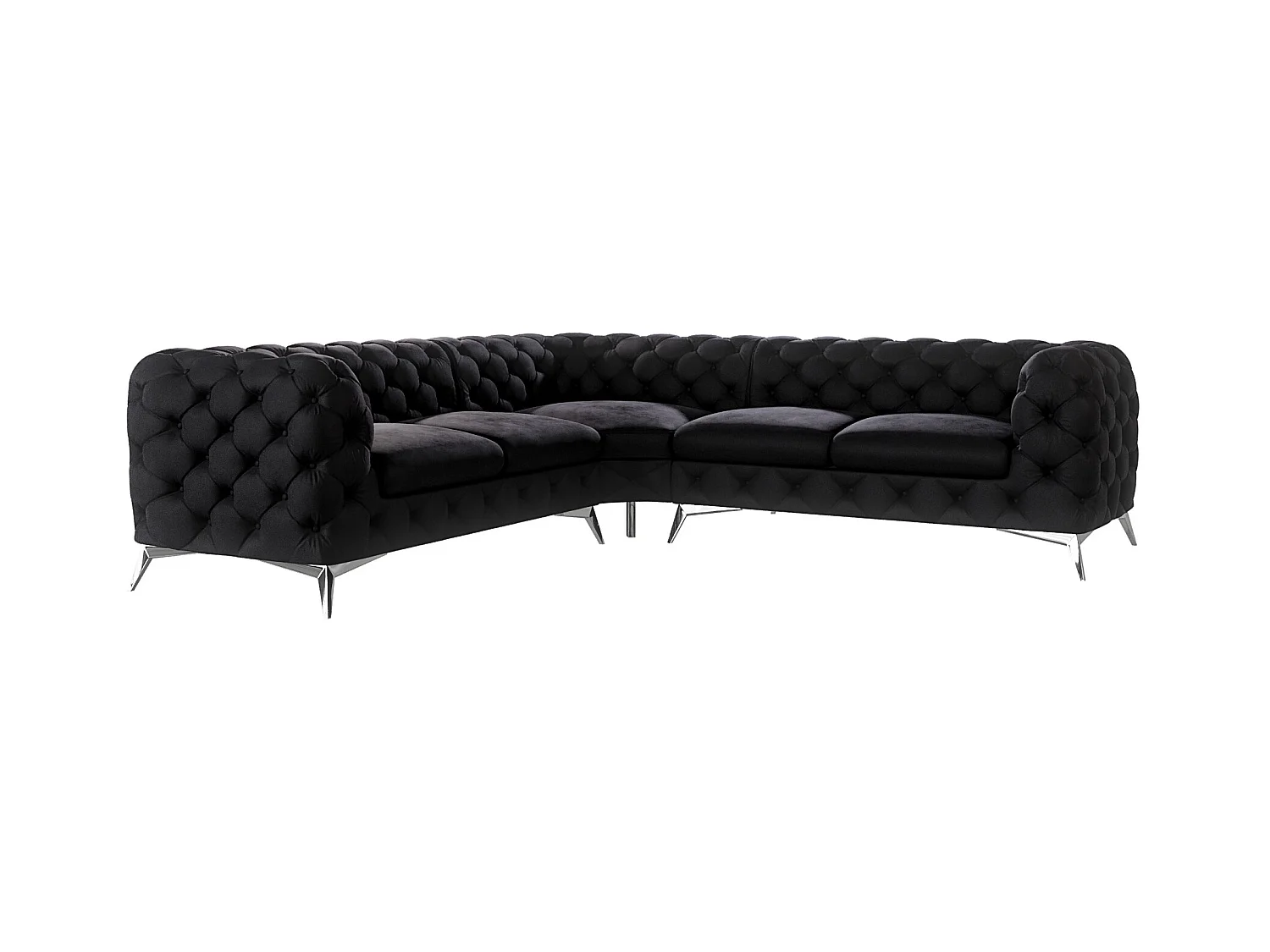 Ecksofa Chesterfield Celeste mit Silber Metall Füßen