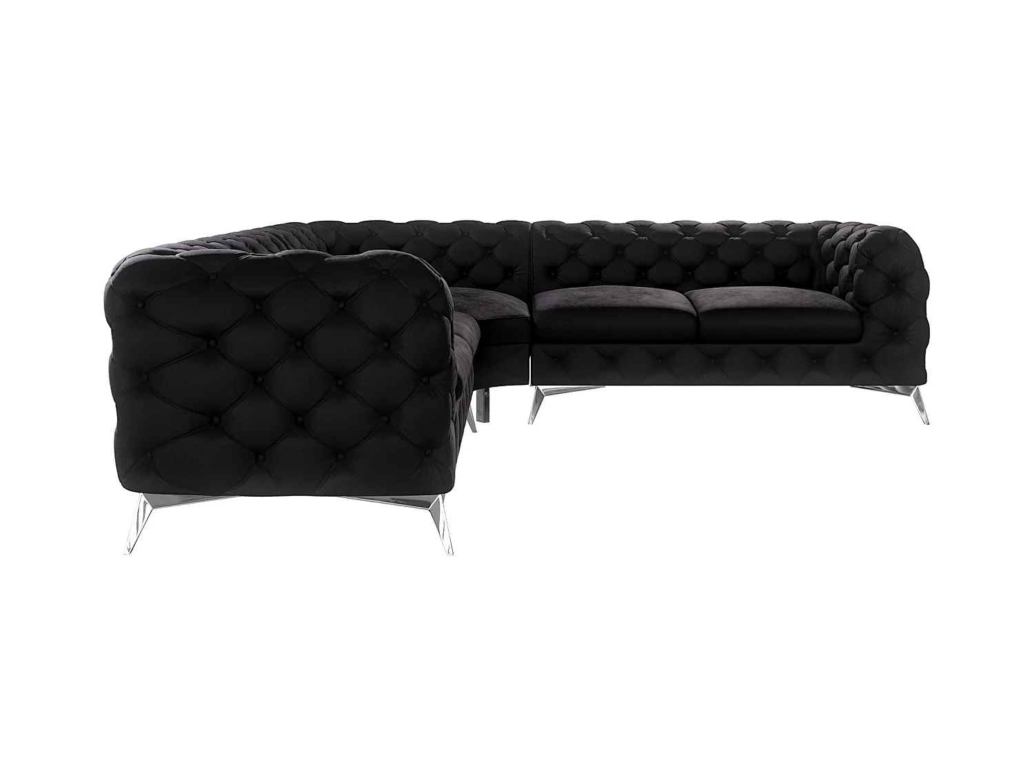 Ecksofa Chesterfield Celeste mit Silber Metall Füßen
