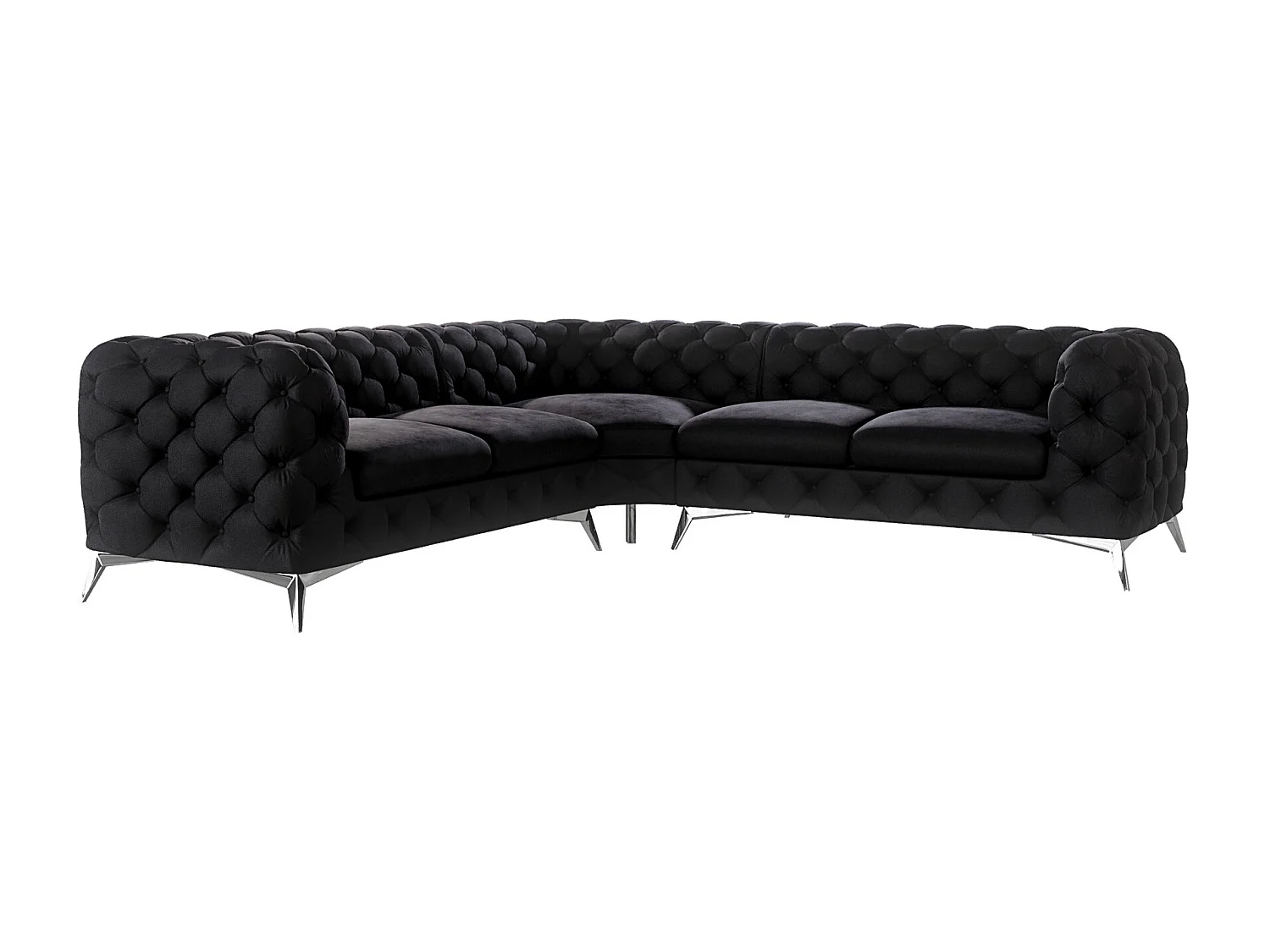 Ecksofa Chesterfield Celeste mit Silber Metall Füßen