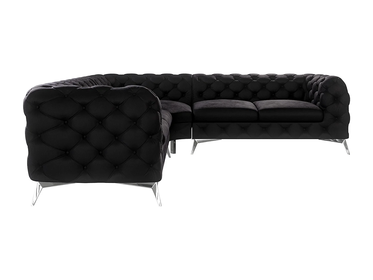 Ecksofa Chesterfield Celeste mit Silber Metall Füßen
