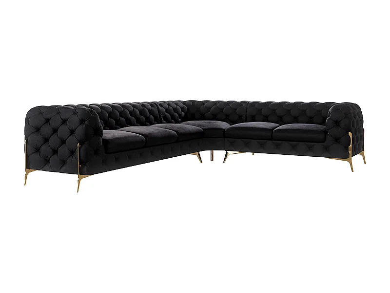 Ecksofa Chesterfield Ulysses mit Goldene Metall Füßen