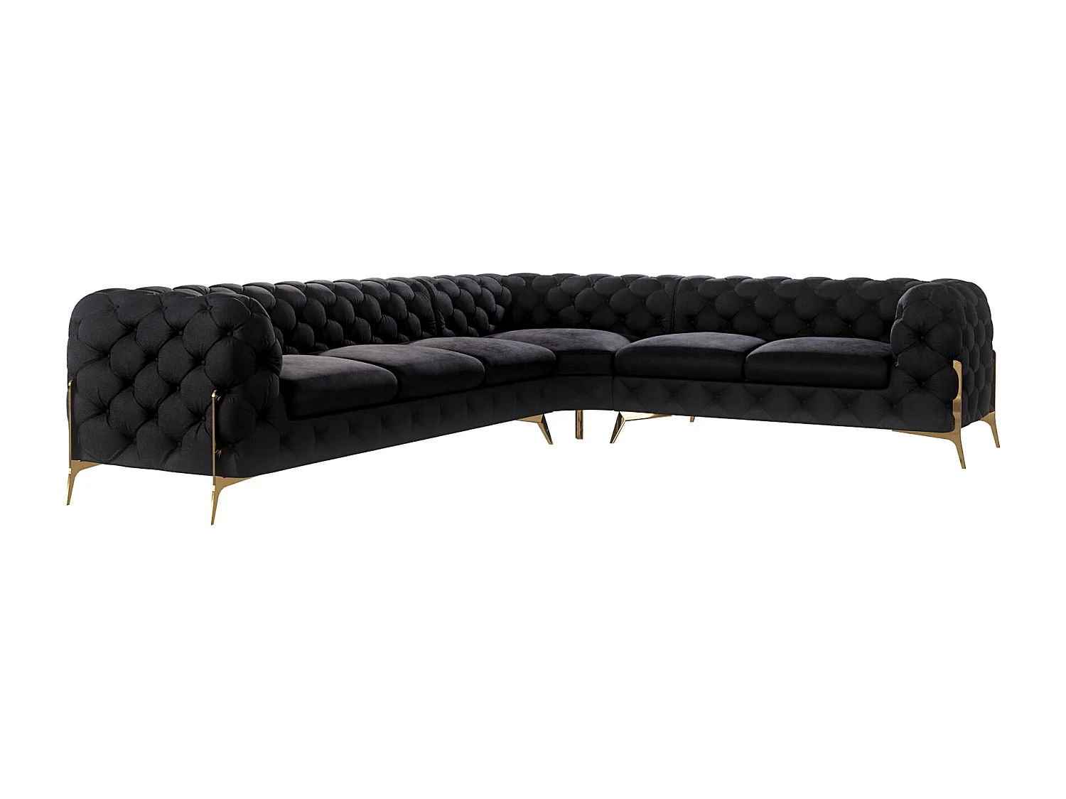 Ecksofa Chesterfield Ulysses mit Goldene Metall Füßen