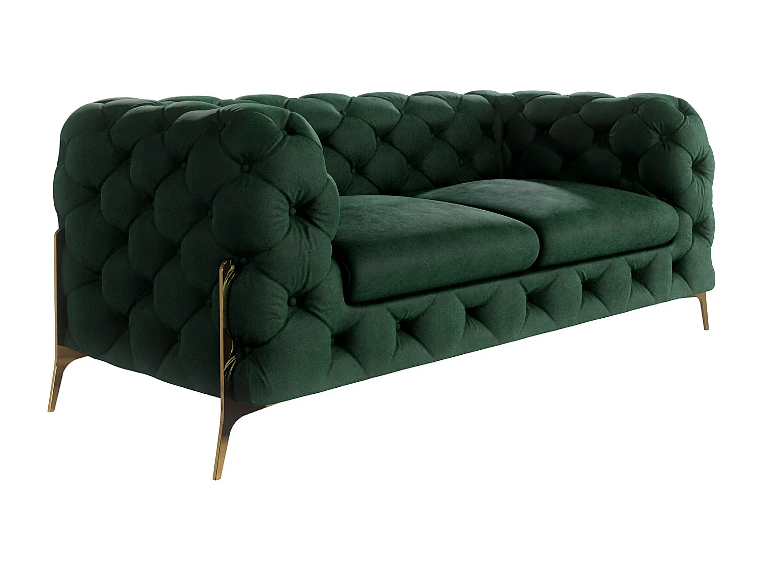 Ulysses 2-Sitzer Chesterfield Sofa mit Goldene Metall Füßen