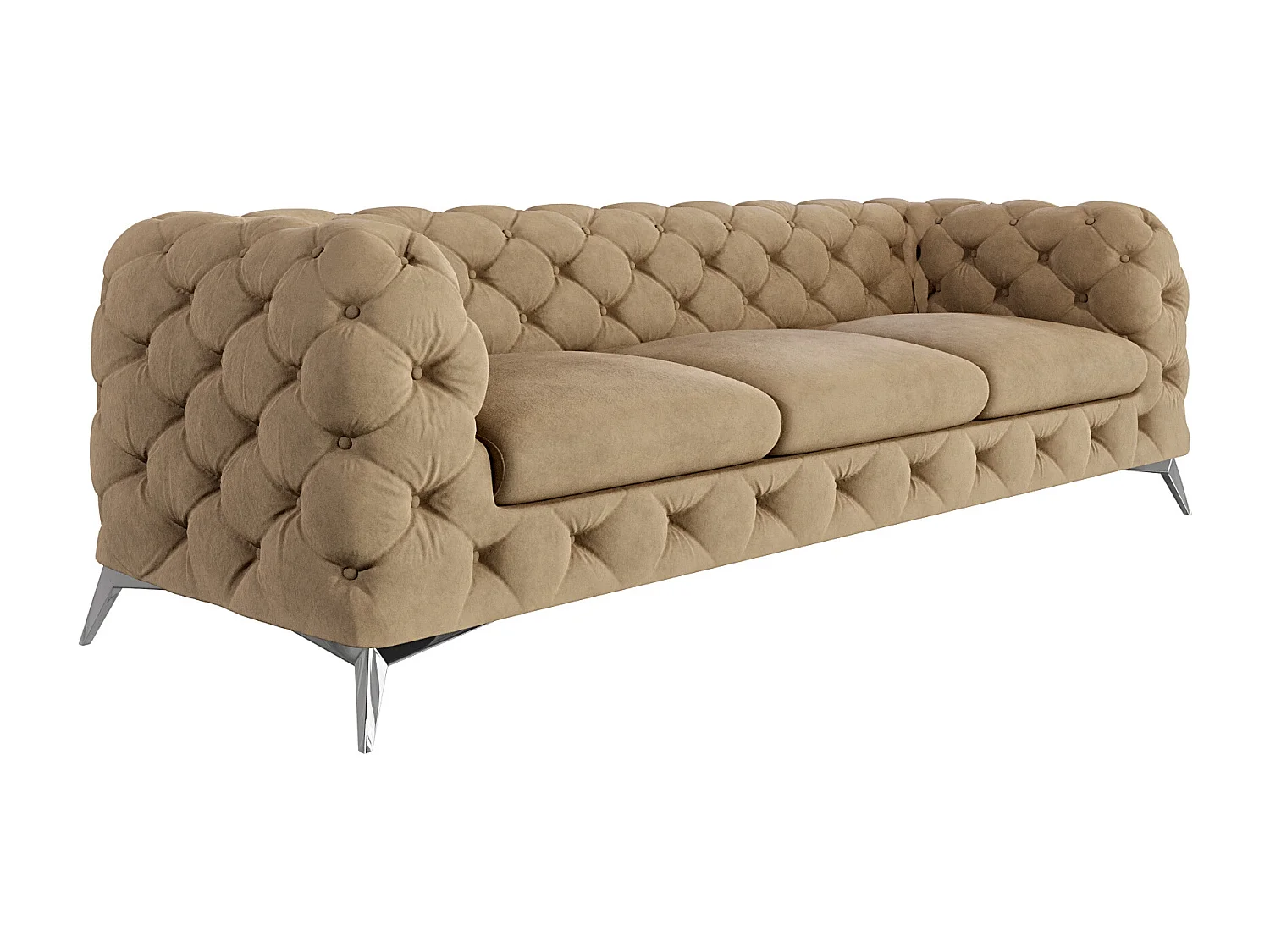 Celeste 3-Sitzer Chesterfield Sofa mit Silber Metall Füßen