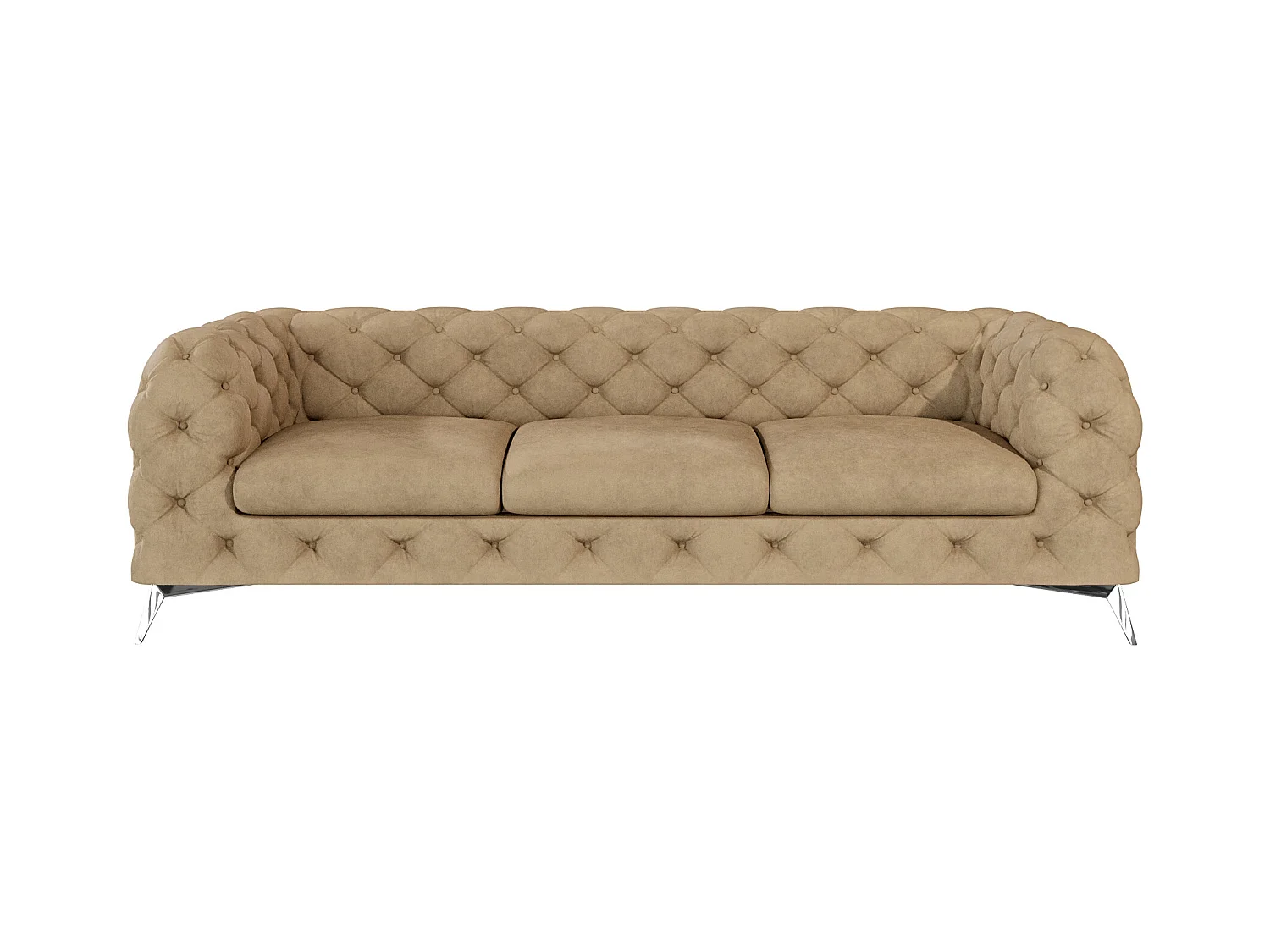 Celeste 3-Sitzer Chesterfield Sofa mit Silber Metall Füßen