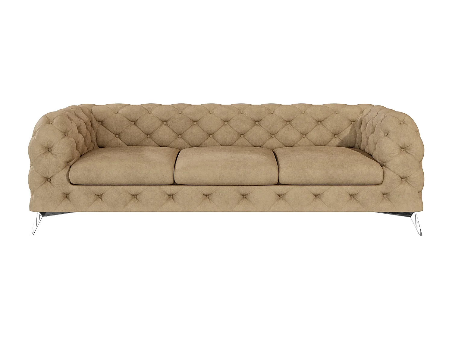 Celeste 3-Sitzer Chesterfield Sofa mit Silber Metall Füßen