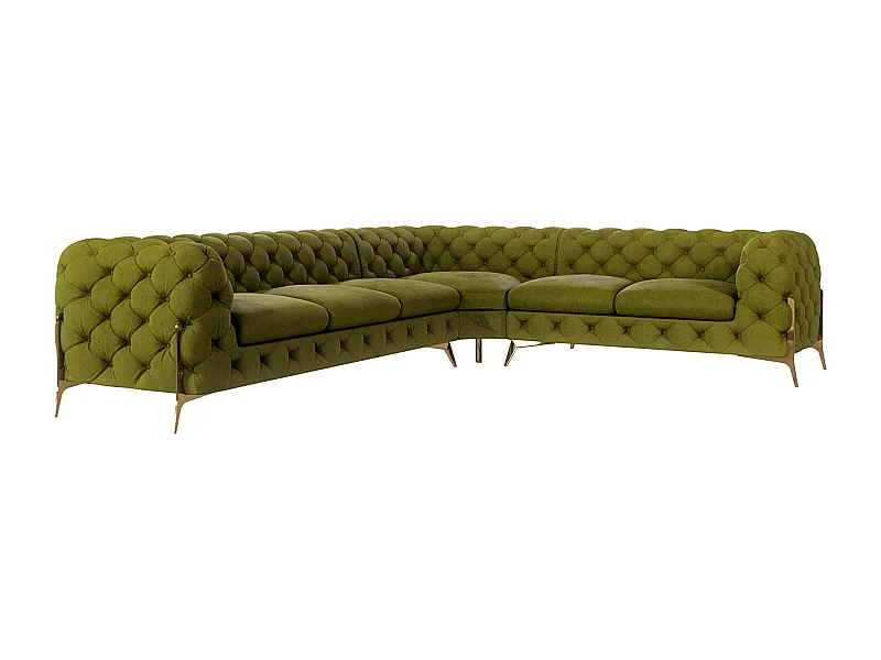 Ecksofa Chesterfield Ulysses mit Goldene Metall Füßen