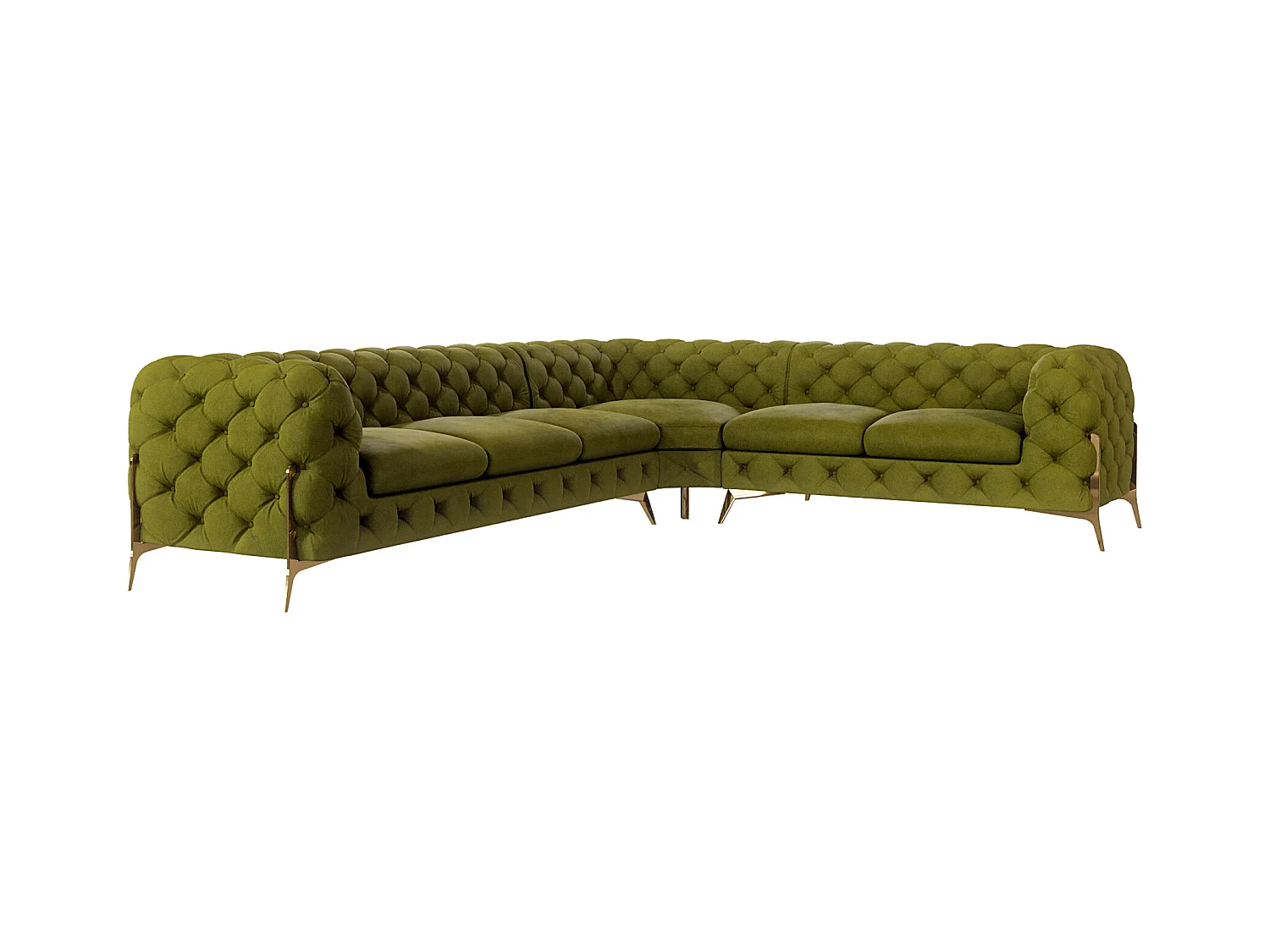 Ecksofa Chesterfield Ulysses mit Goldene Metall Füßen