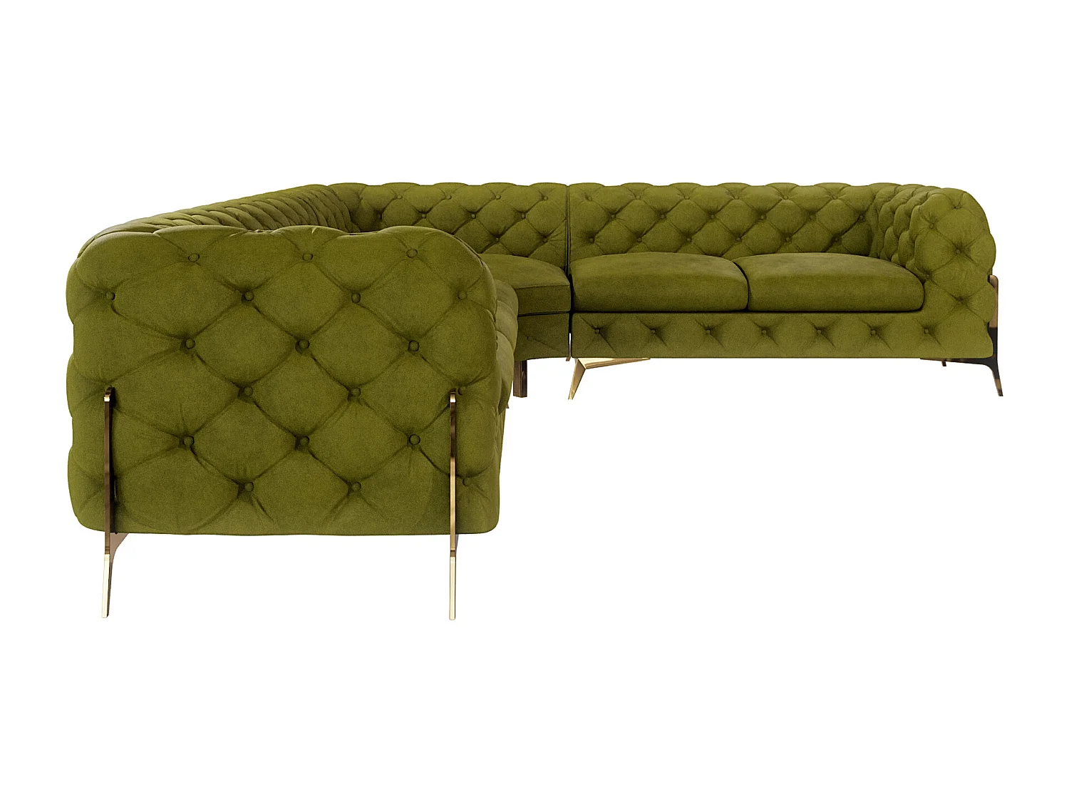 Ecksofa Chesterfield Ulysses mit Goldene Metall Füßen