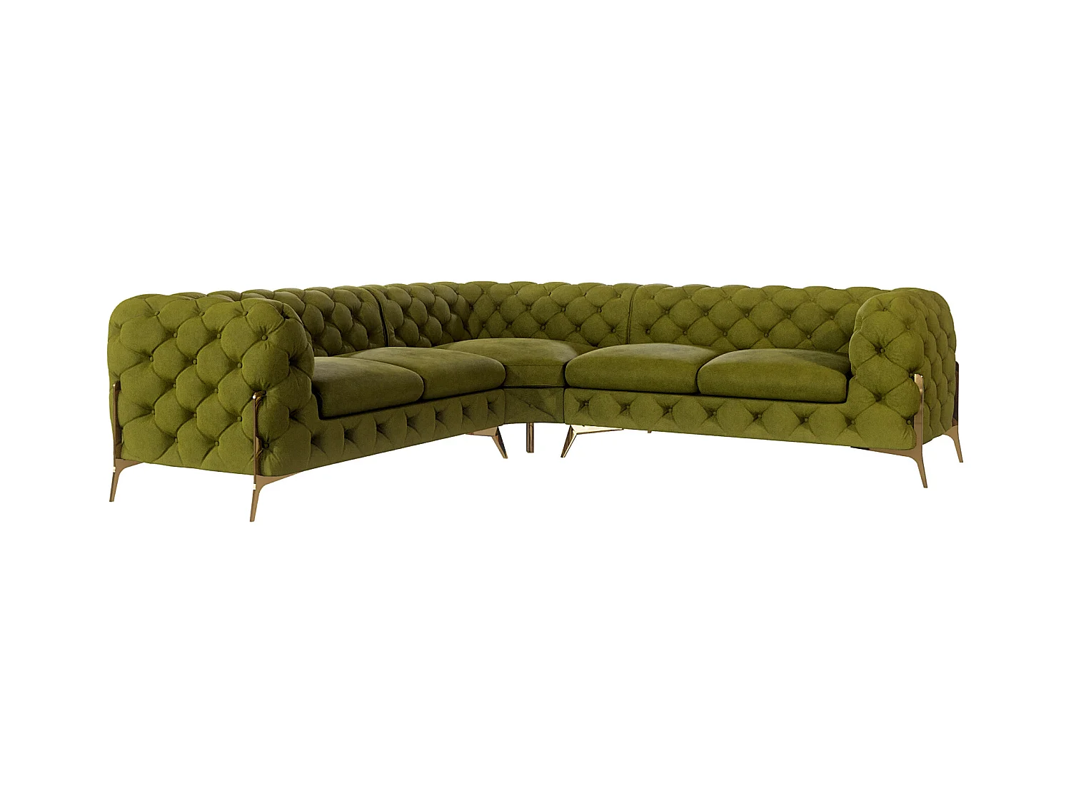 Ecksofa Chesterfield Ulysses mit Goldene Metall Füßen
