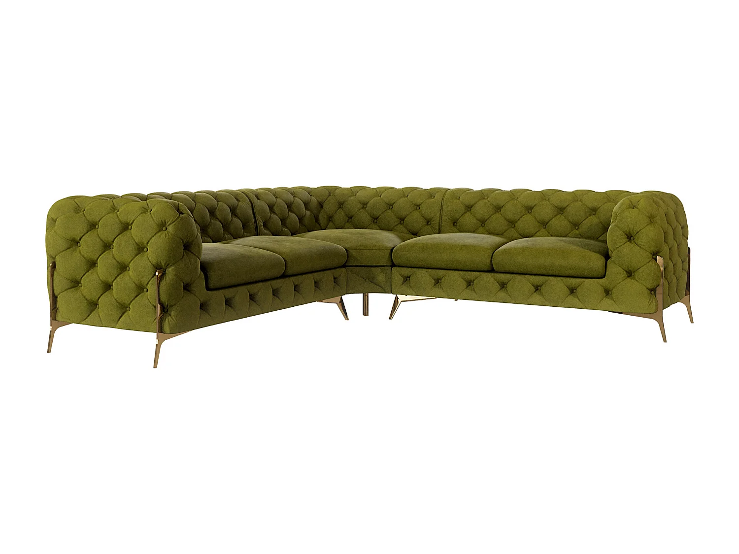 Ecksofa Chesterfield Ulysses mit Goldene Metall Füßen