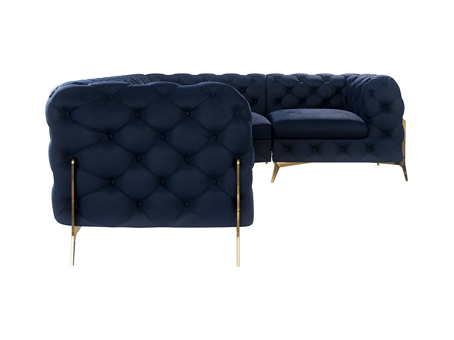 Ecksofa Chesterfield Ulysses mit Goldene Metall Füßen