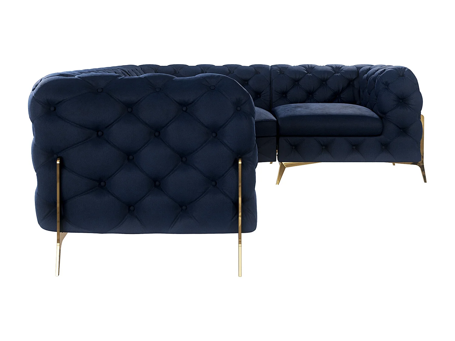 Ecksofa Chesterfield Ulysses mit Goldene Metall Füßen