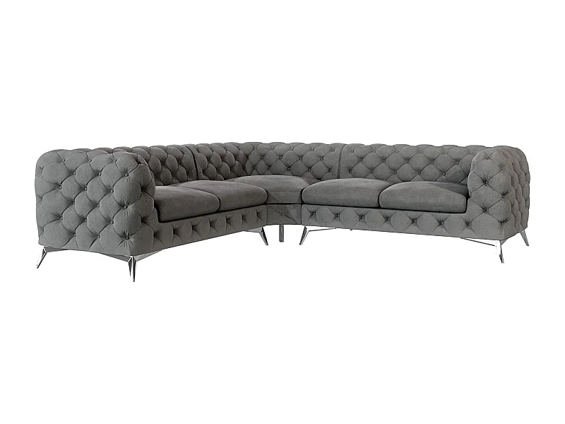 Ecksofa Chesterfield Celeste mit Silber Metall Füßen