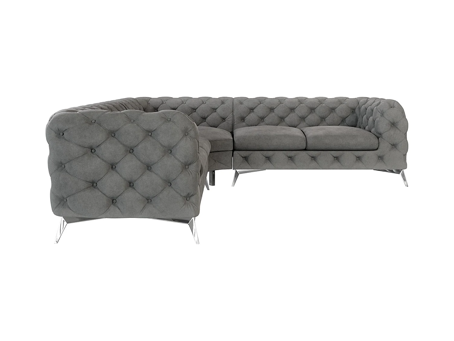 Ecksofa Chesterfield Celeste mit Silber Metall Füßen