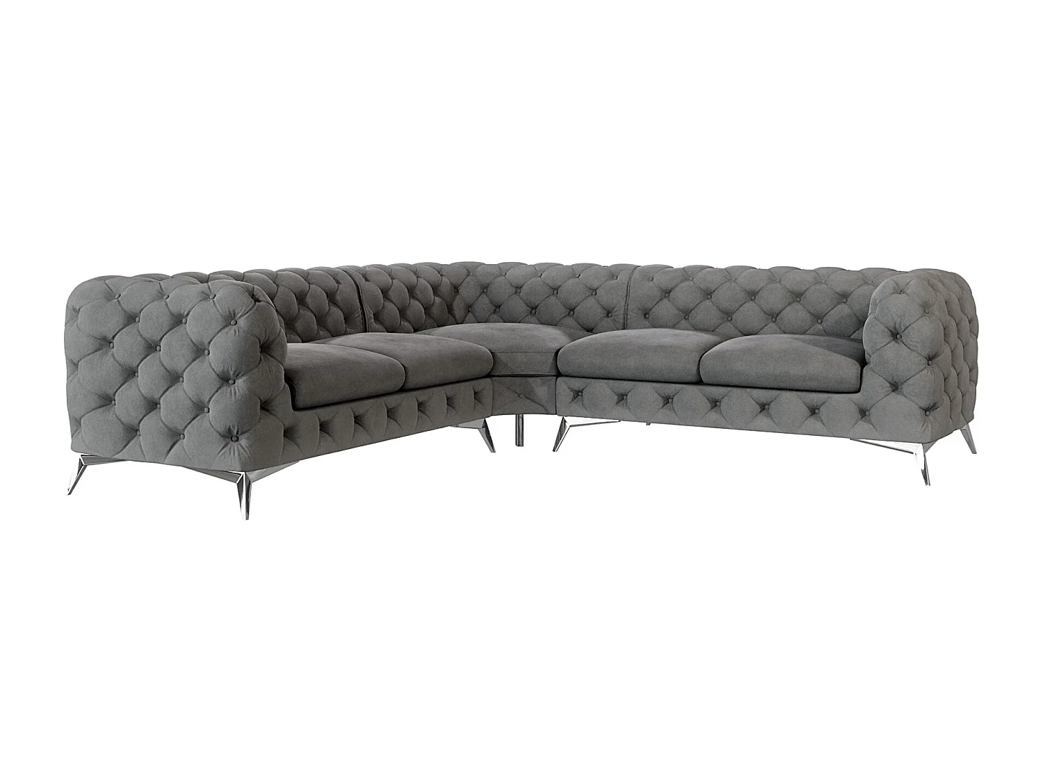 Ecksofa Chesterfield Celeste mit Silber Metall Füßen