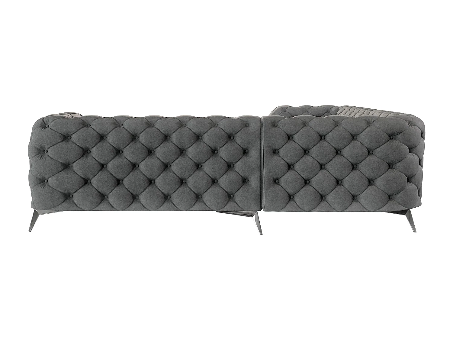 Ecksofa Chesterfield Celeste mit Silber Metall Füßen