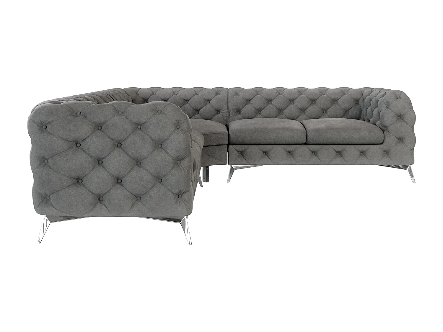 Ecksofa Chesterfield Celeste mit Silber Metall Füßen