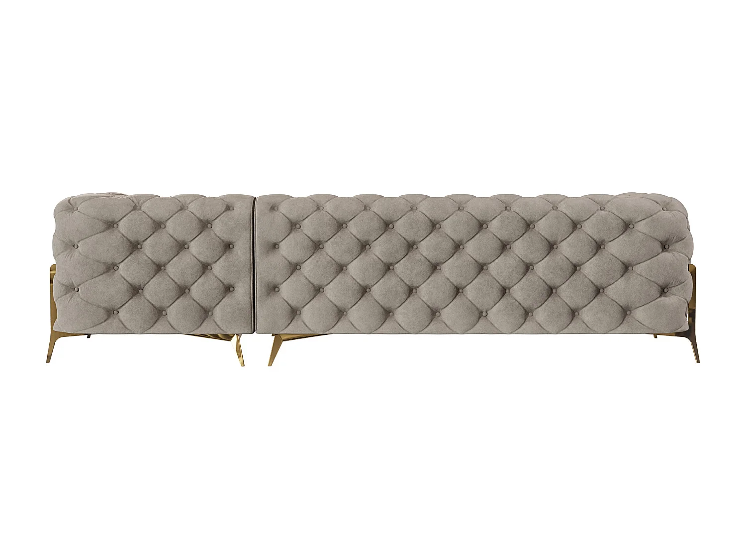 Ecksofa mit Ottomane Chesterfield Ulysses mit Goldene Metall Füßen