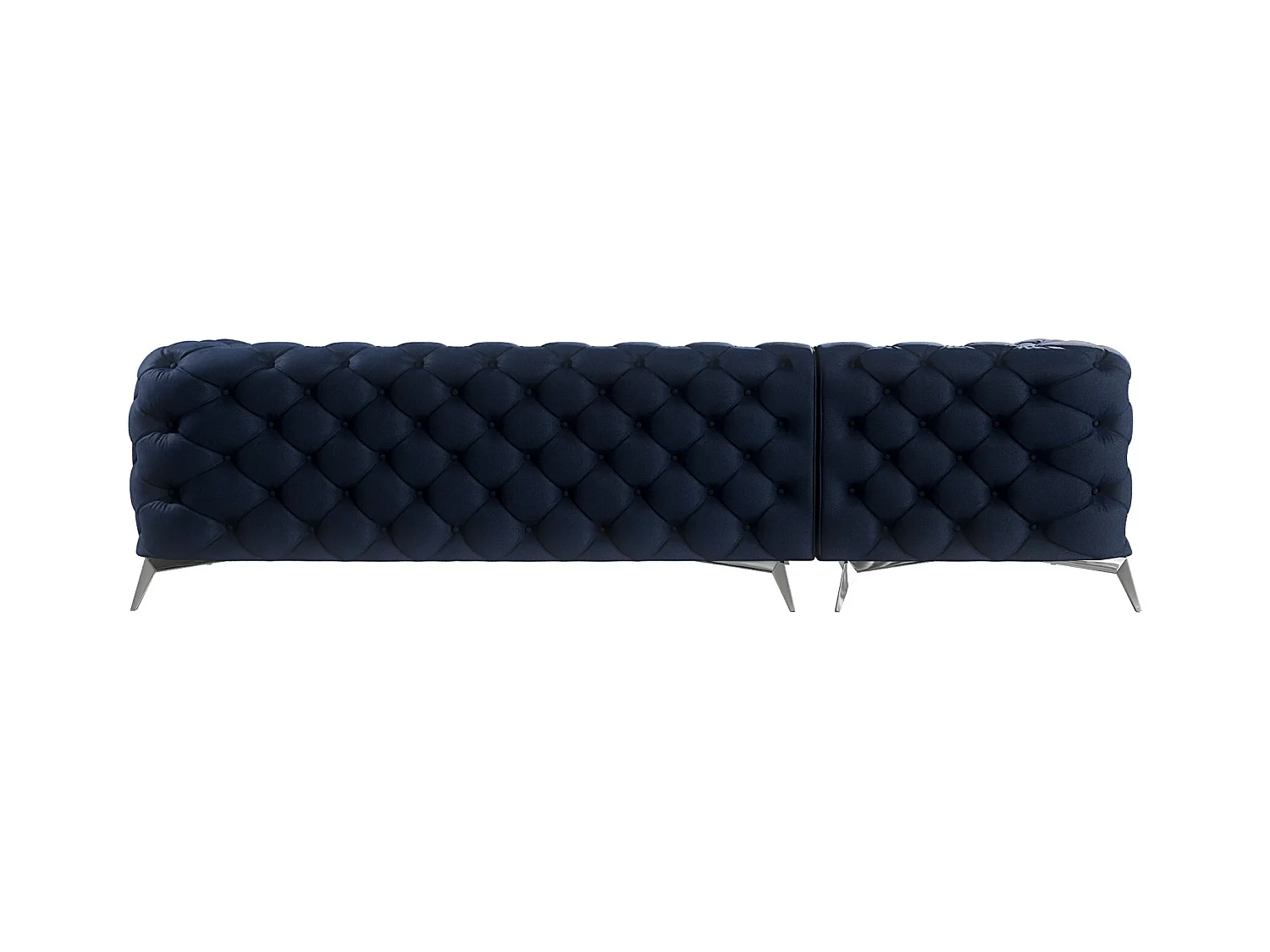 Ecksofa mit Ottomane Chesterfield Celeste mit Silber Metall Füßen