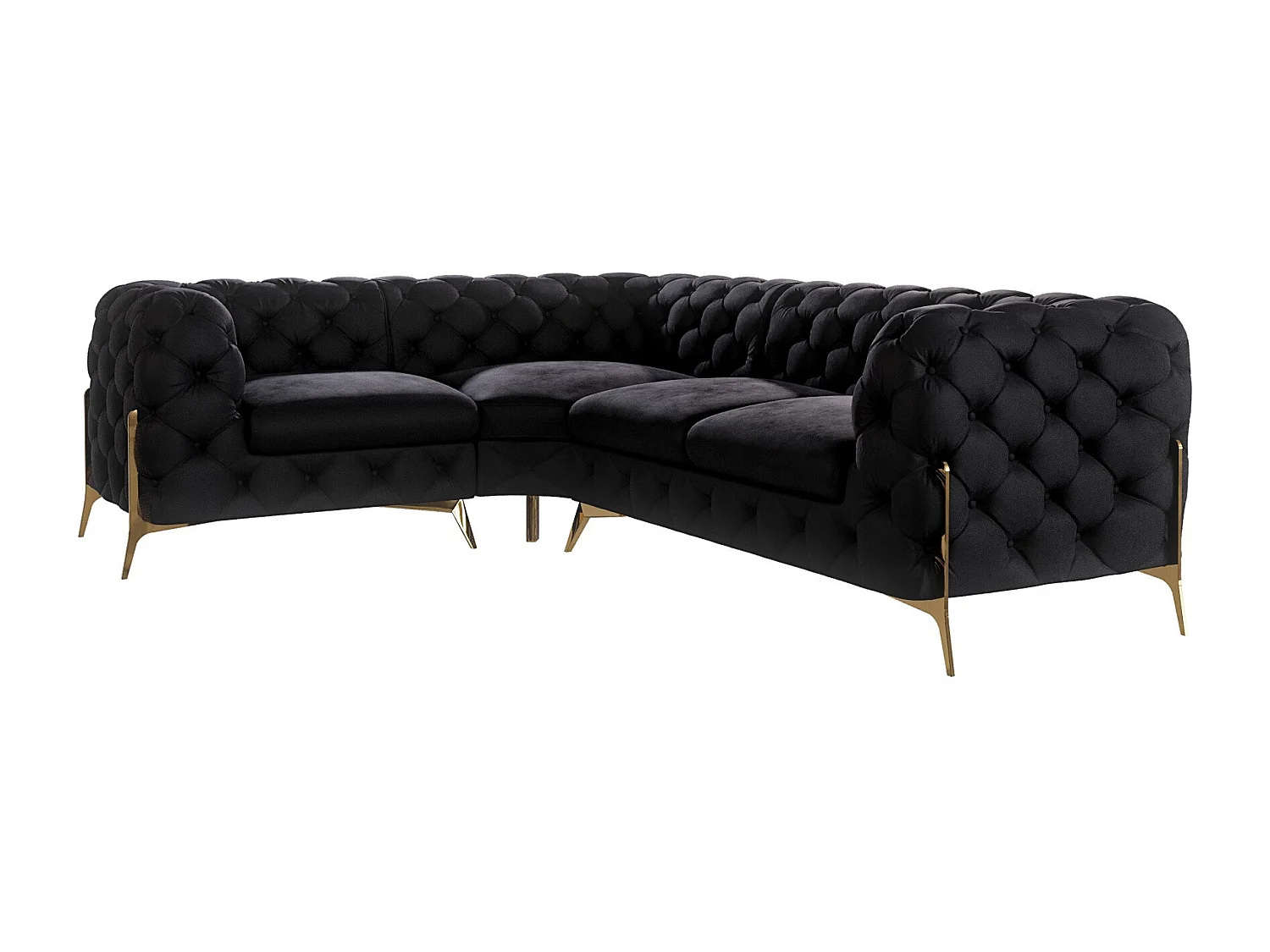 Ecksofa Chesterfield Ulysses mit Goldene Metall Füßen