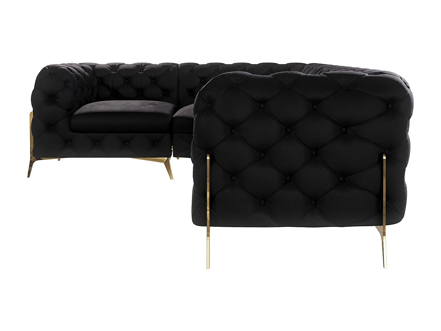 Ecksofa Chesterfield Ulysses mit Goldene Metall Füßen