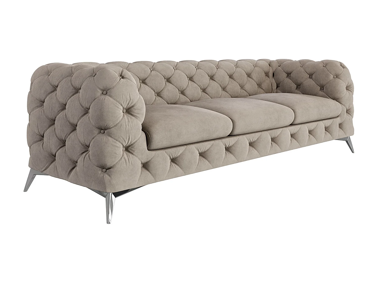 Celeste 3-Sitzer Chesterfield Sofa mit Silber Metall Füßen