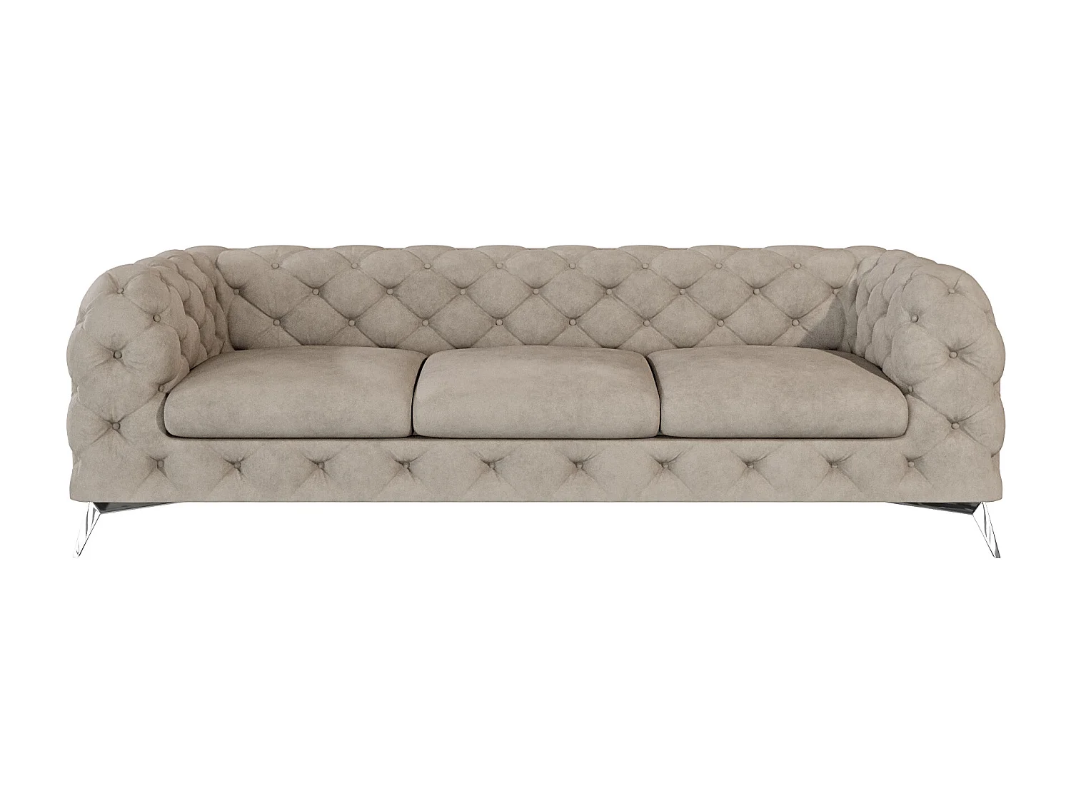 Celeste 3-Sitzer Chesterfield Sofa mit Silber Metall Füßen