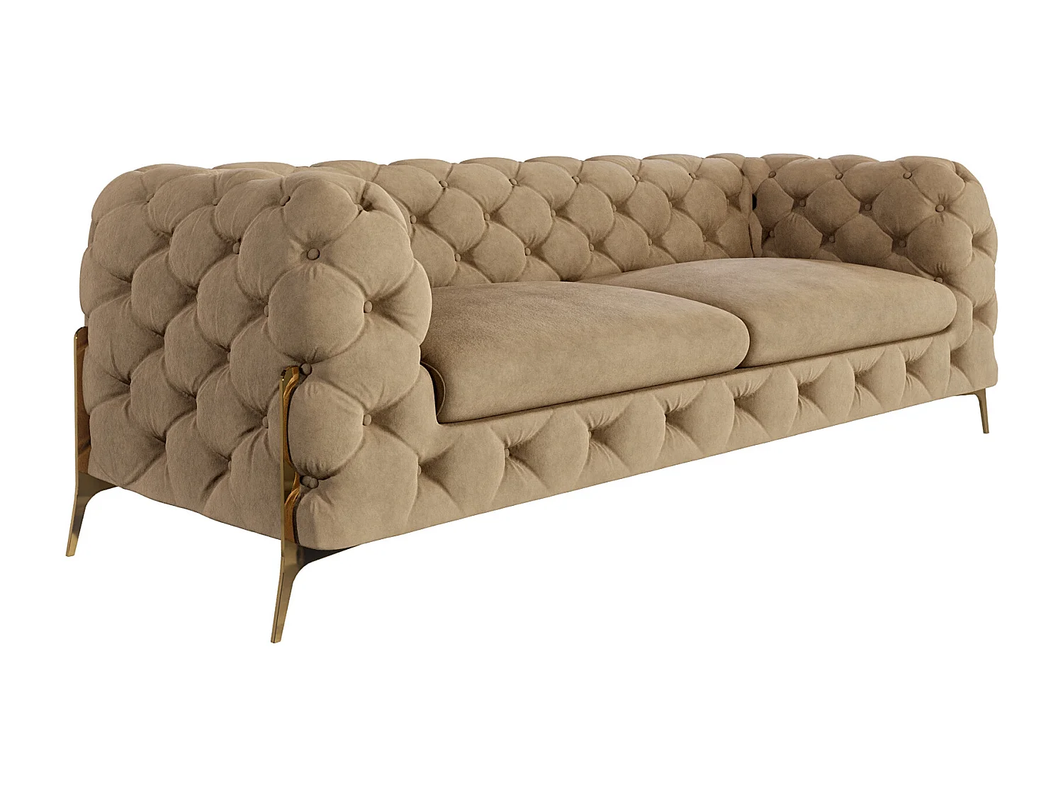 Ulysses 3-Sitzer Chesterfield Sofa mit Goldene Metall Füßen