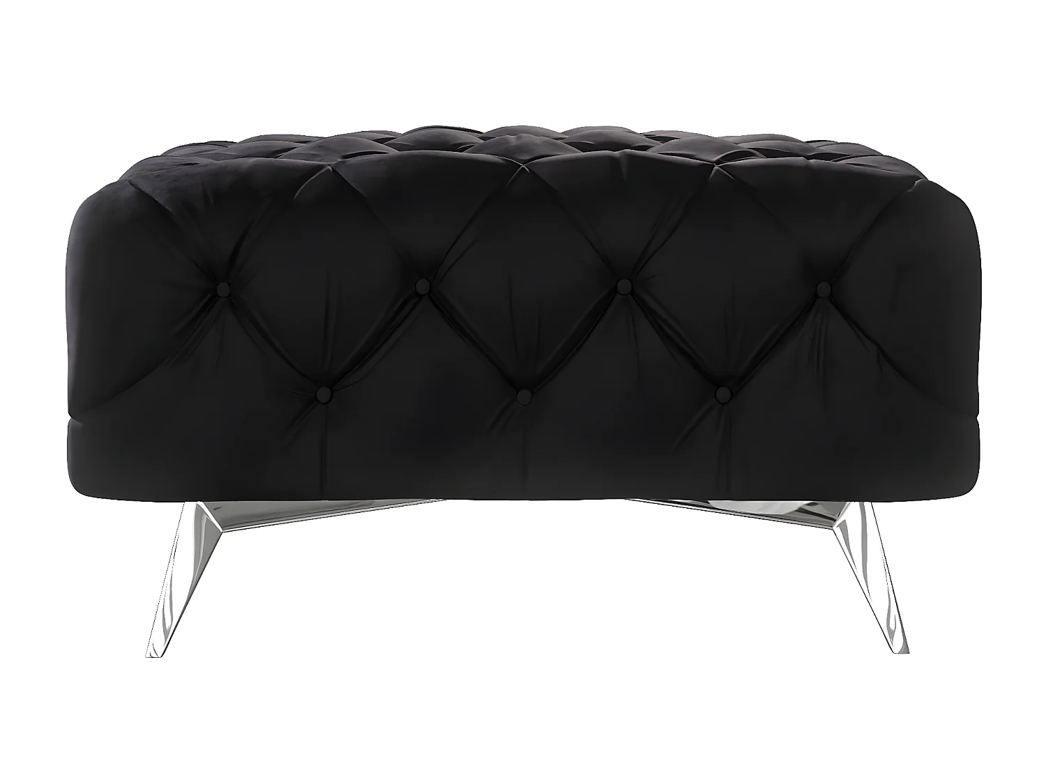 Polsterhocker Celeste mit klassischer Chesterfield-Knopfheftung und Silber Metall Füßen