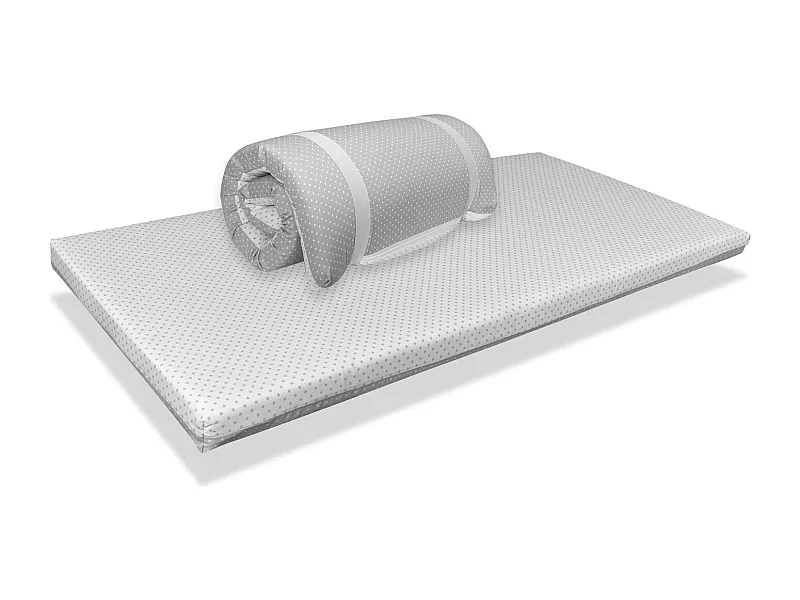 Matelas lit parapluie 120x60x5 GRIS -  lit de Voyage Déhoussable, lavable et facile à transporter