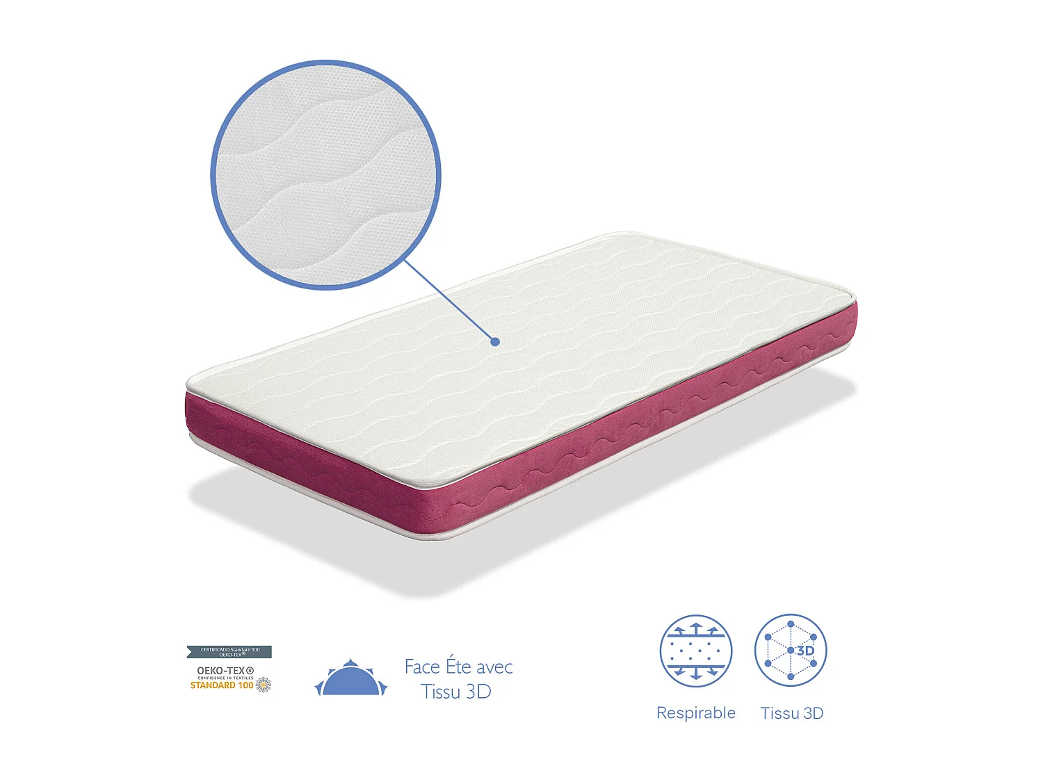 Matelas bebe 67X137 CLOE épaisseur 10 CM Noyau perforé et respirante