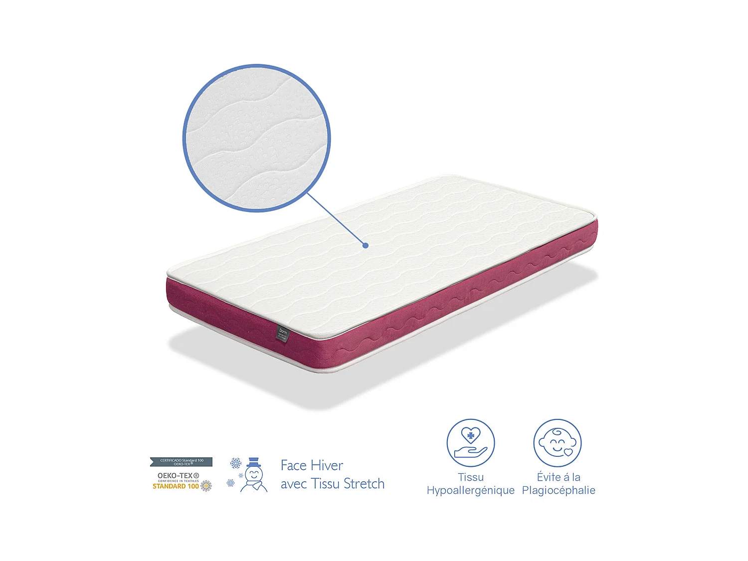 Babybettmatratze 60X120 CLOE Höhe 10 cm Perforierter Schaumstoffkern