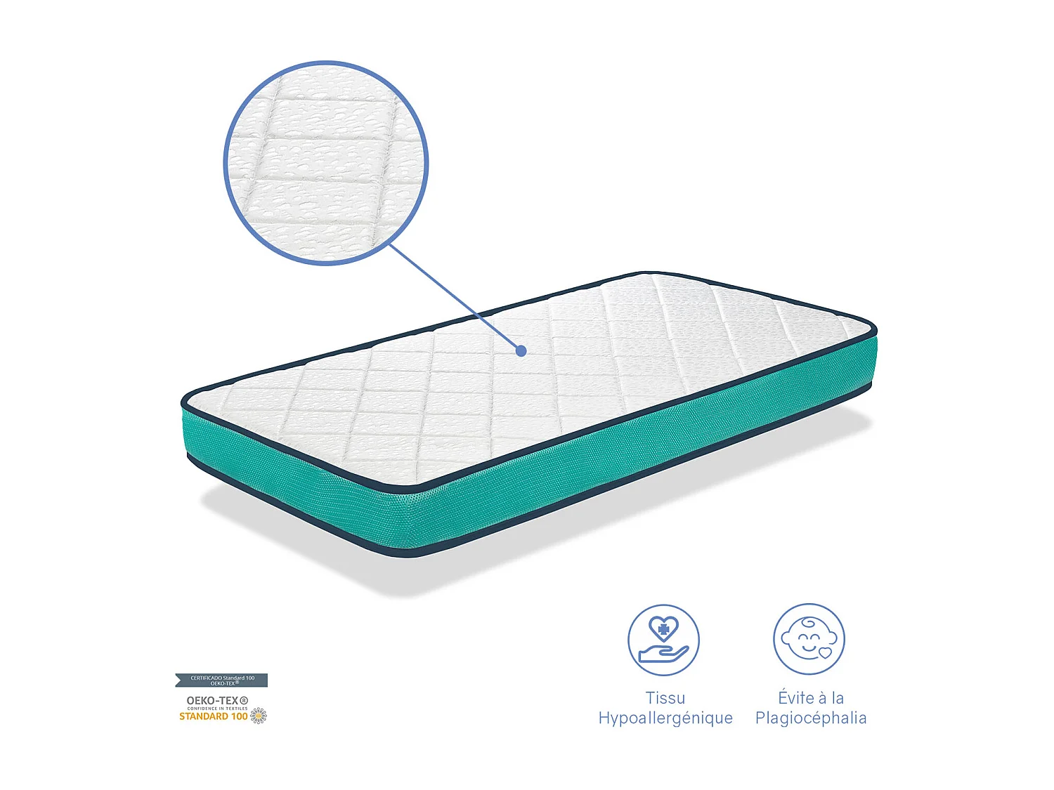 Matelas bebe  57X117  AXEL épaisseur 11 CM Noyau perforé et respirante