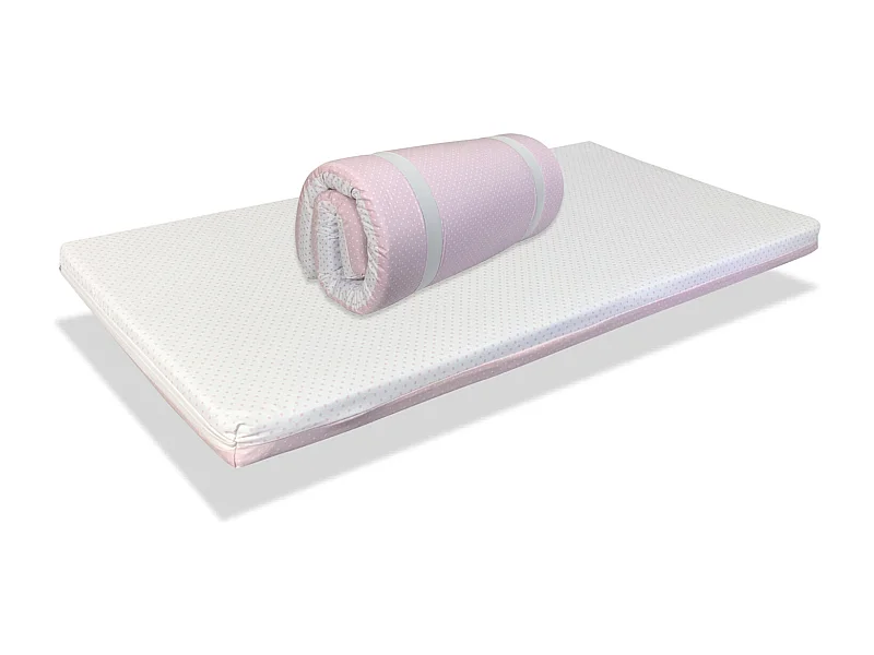 Matelas lit parapluie 120x60x5 ROSE -  lit de Voyage Déhoussable, lavable et facile à transporter