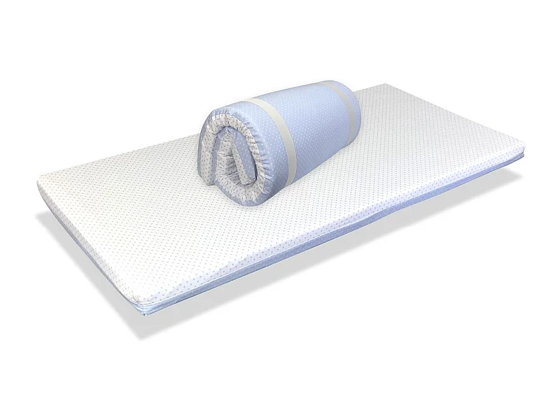 Matelas lit parapluie 120x60x5  BLEU  -  lit de Voyage Déhoussable, lavable et facile à transporter